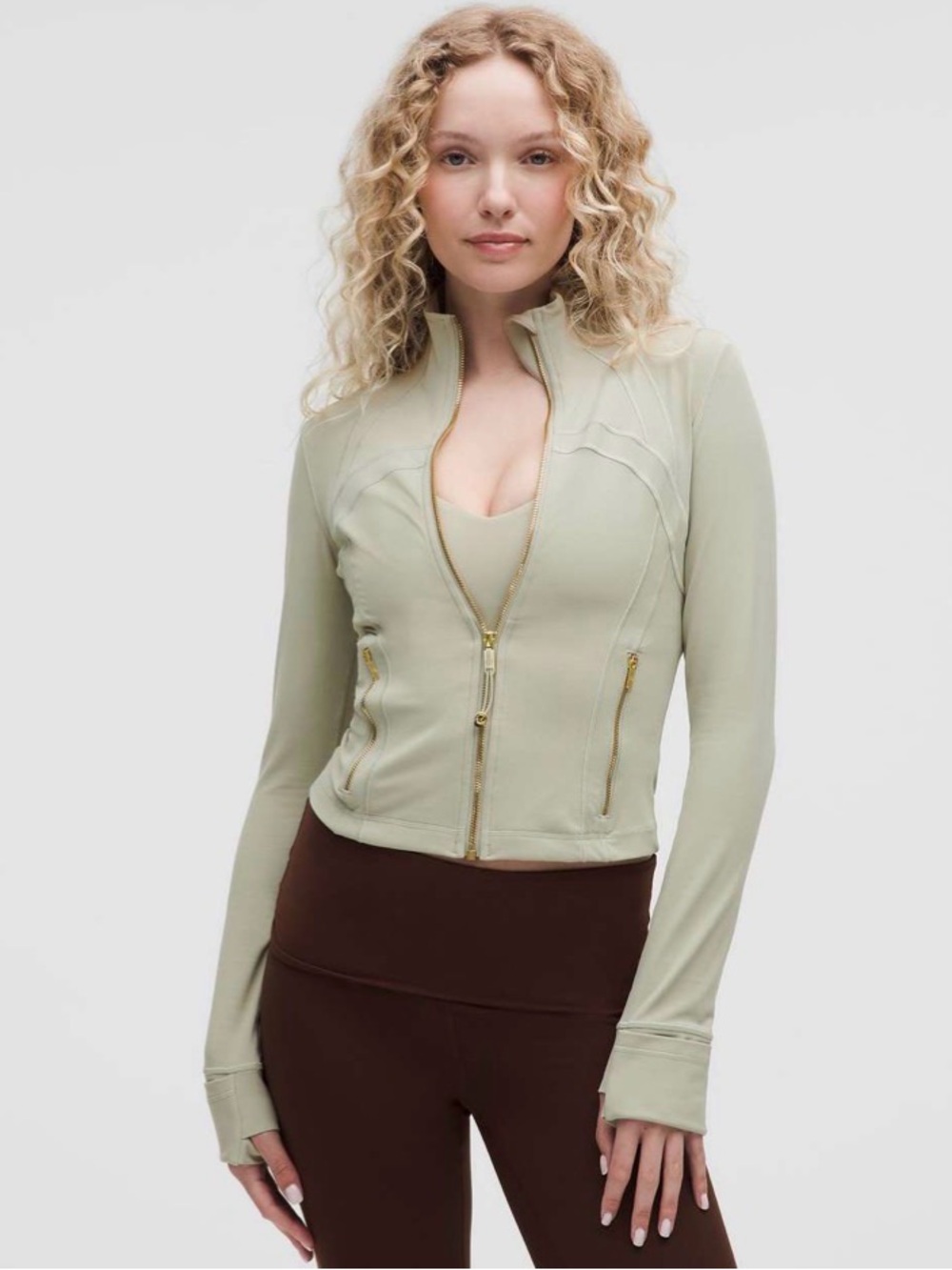 lululemon Cropped Define Jacket Fog Green/Gold size 6